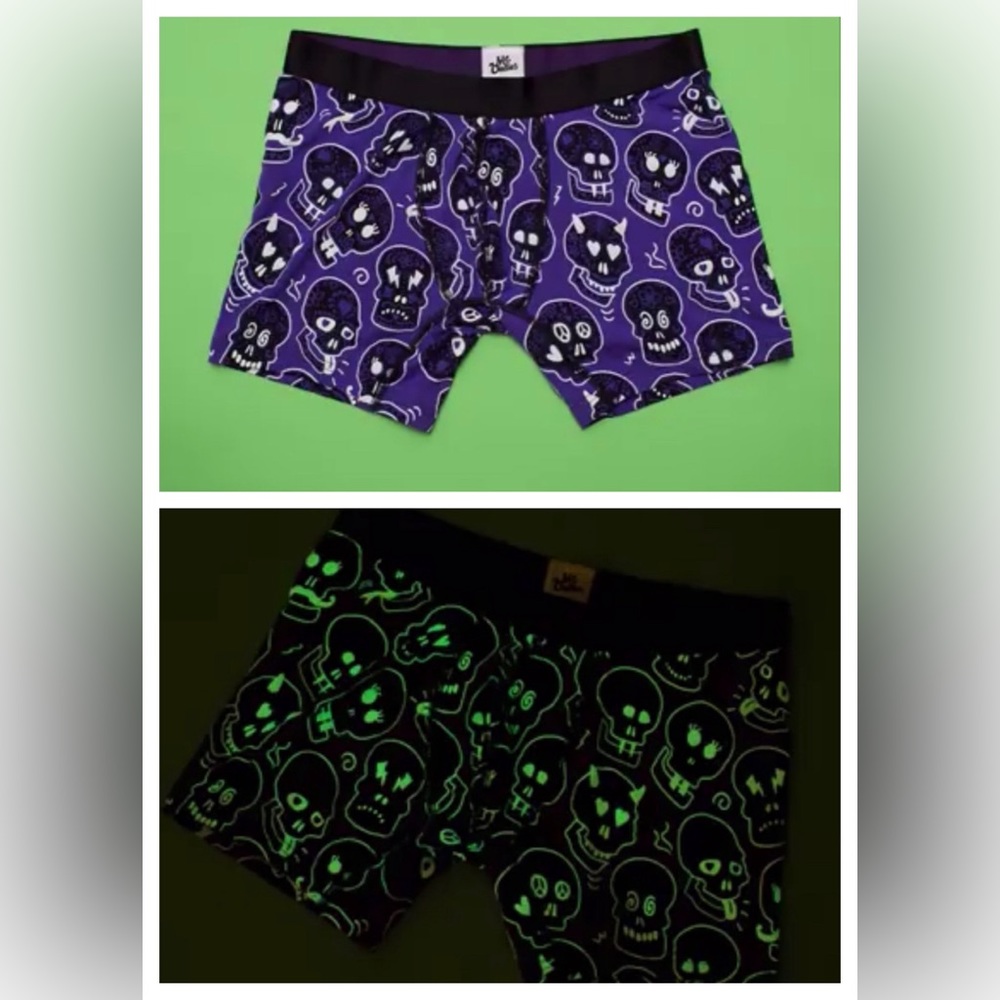 MeUndies Men's Medium Glow in the Dark "Light Outs" Sugar Skull Boxer Briefs NEW